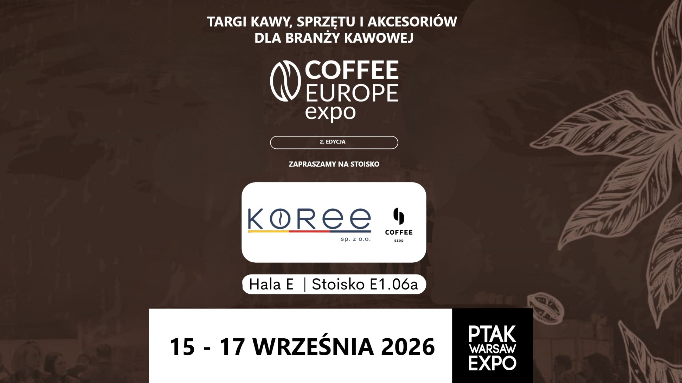 Coffeeszop.pl na Coffee Europe Expo 2026 – sprzęt dla home baristów na stoisku Koree